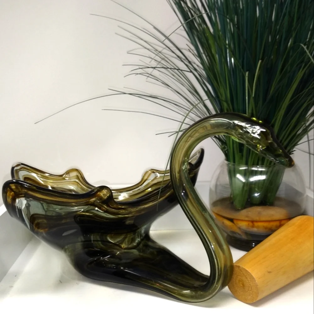 Glass Swan Dish